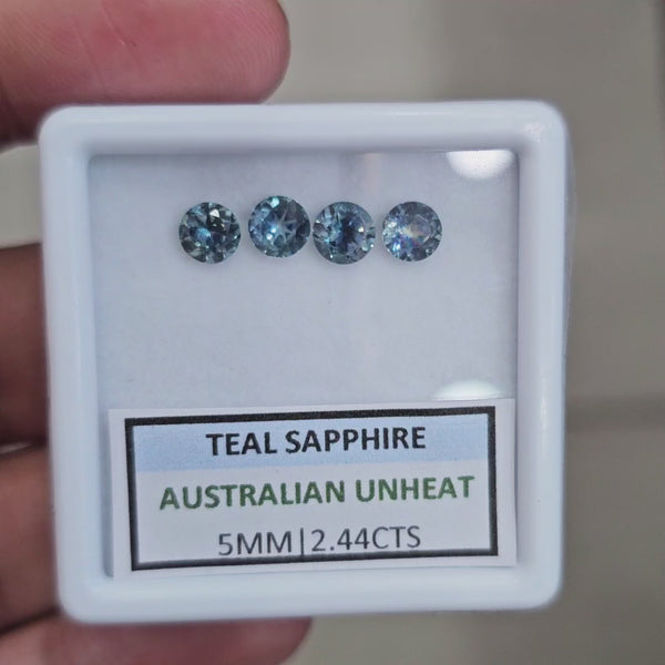 2.44cts  Natural Australian Teal Sapphire | 5mm| Round | Unheated