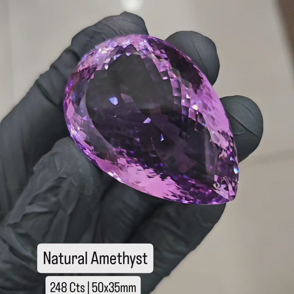 247Cts | Natural Big Size Lavender Amethyst Faceted | Pear | 50x35mm