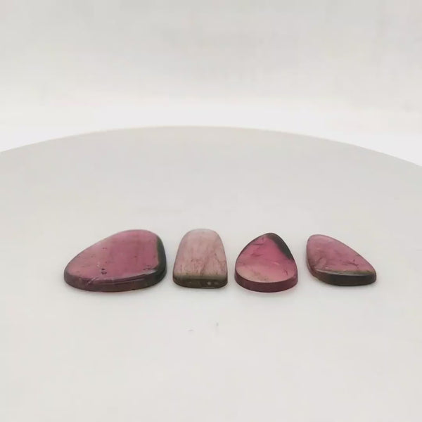 4 Pcs Of Natural Watermelon Tourmaline Slice | Size:18-22mm | With Certificate