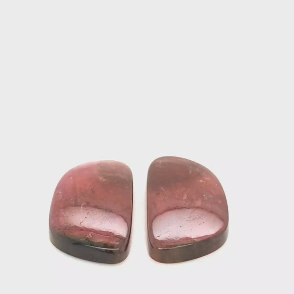 1 Pair Of Natural Watermelon Tourmaline Slice | Size:28x16mm | With Certificate