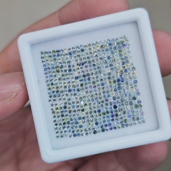 Box Of Natural Unheated Teal Sapphire From Australia | 1.3mm| Round | Ideal Cut
