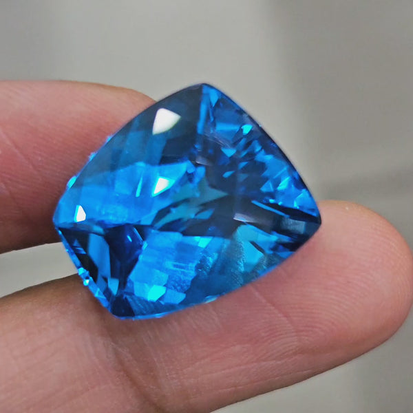 40.1Cts Of Natural Swiss Blue Topaz Checker Cut | Fancy | 25x17mm