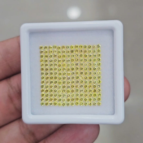 1 Box Of Natural Yellow Sapphire From Sri Lanka | 1.5mm| Round Ideal Cut