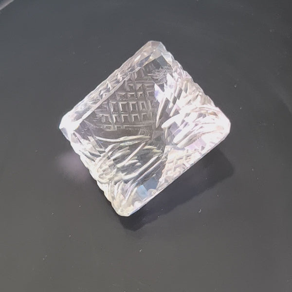 Natural 1 piece hand carved White topaz  : Square Shape | Size:25mm