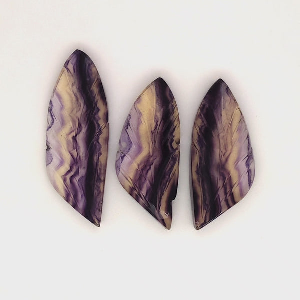 3Pcs Set Of Natural Flourite Stone Carved | Size: 39-45mm