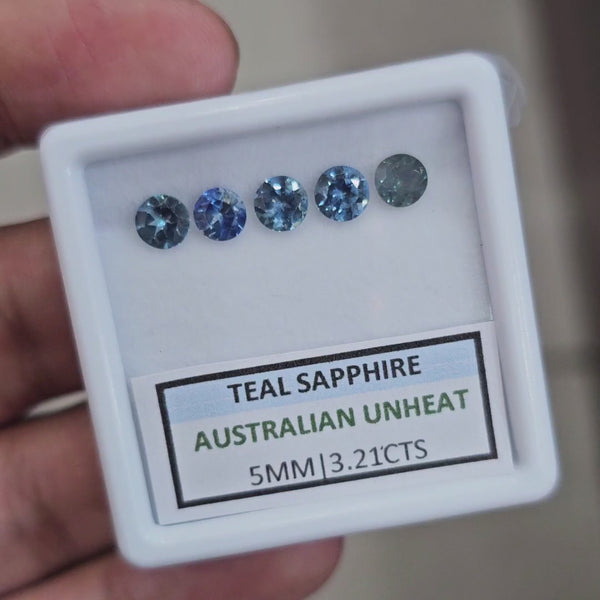 3.21cts  Natural Australian Teal Sapphire | 5mm| Round | Unheated