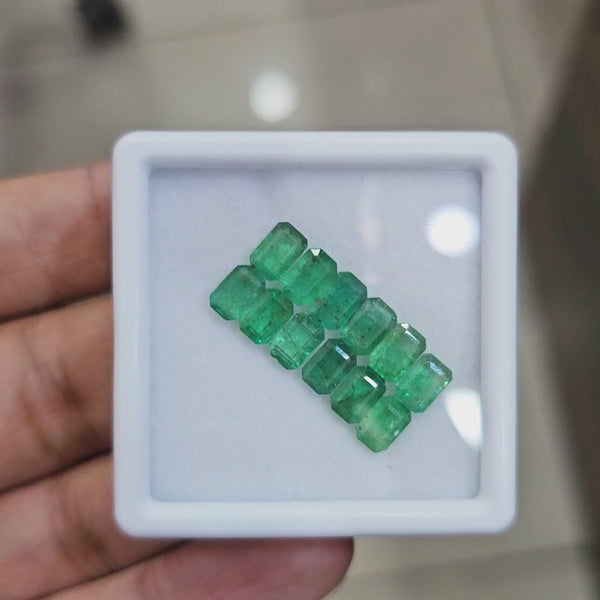 12pcs Of Natural Emerald Faceted | 6x4mm| Rectangle