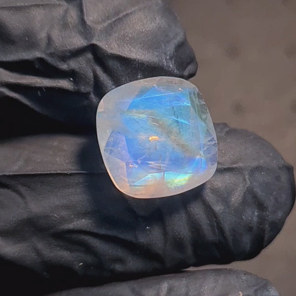 Natural Rainbow Moonstone from India Faceted | Square| 13x13mm