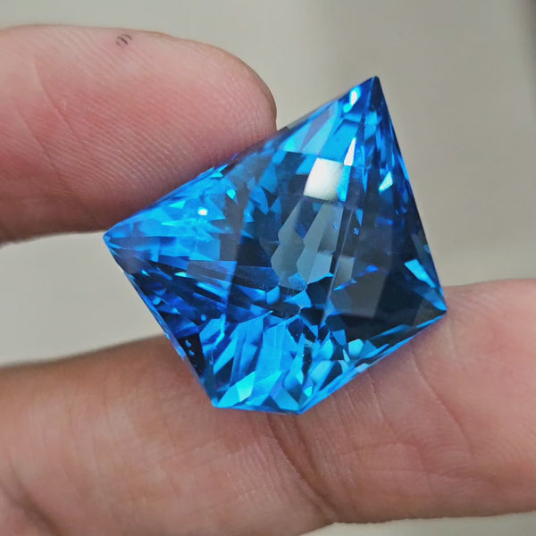 48.2Cts Of Natural Swiss Blue Topaz Checker Cut | Fancy | 23x18mm