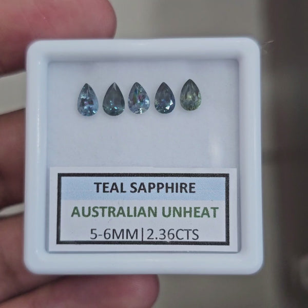 2.36cts  Natural Australian Teal Sapphire | 5-6mm| Pear | Unheated