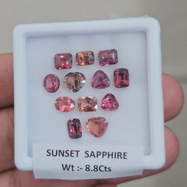 Box Of Natural Sunset Sapphire Faceted Gemstone  | 5-6mm | Mix
