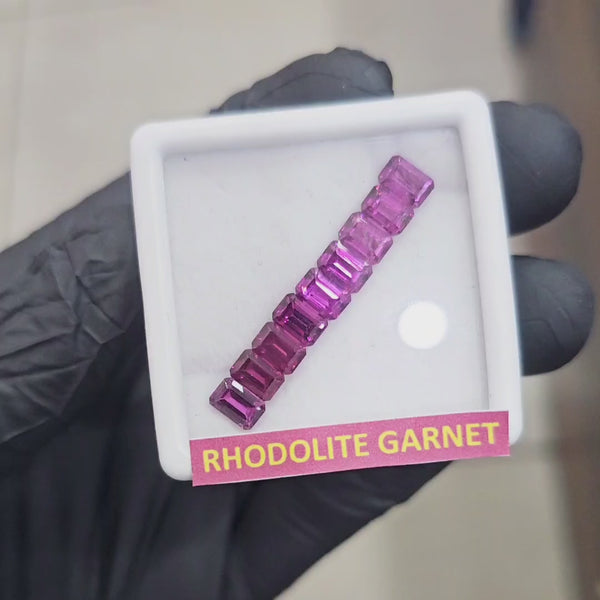 9 Pcs Natural Rhodolite Garnet Faceted | Shape: Rectangle | Size: 6x4mm