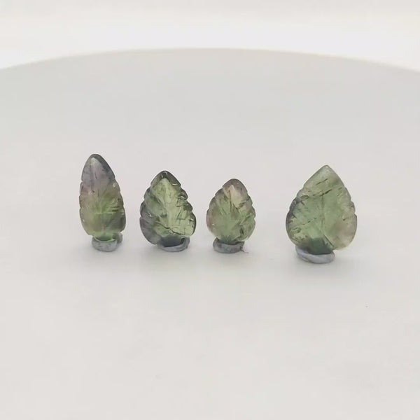 1 Pics Of Natural Leaf Tourmaline Carved | Size:26X12mm | With Certificate