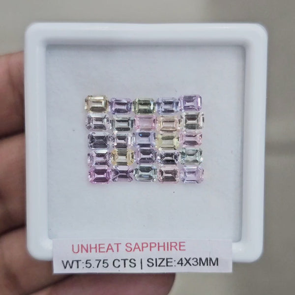 Box Of Natural Sri Lanka Unheated Sapphire  | 4x3mm | Rectangle