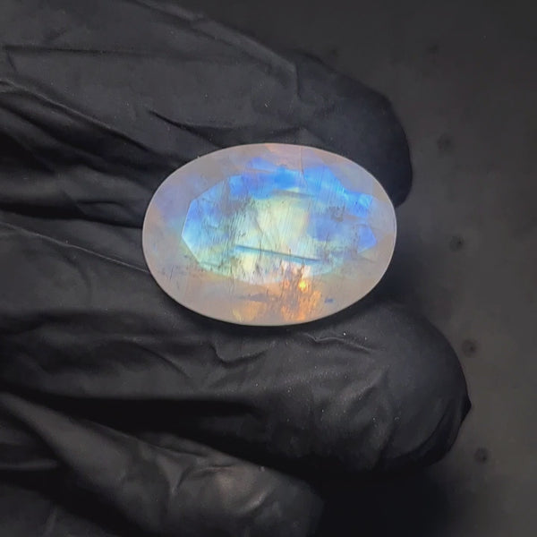 Natural Rainbow Moonstone from India Faceted | Oval| 21x15mm