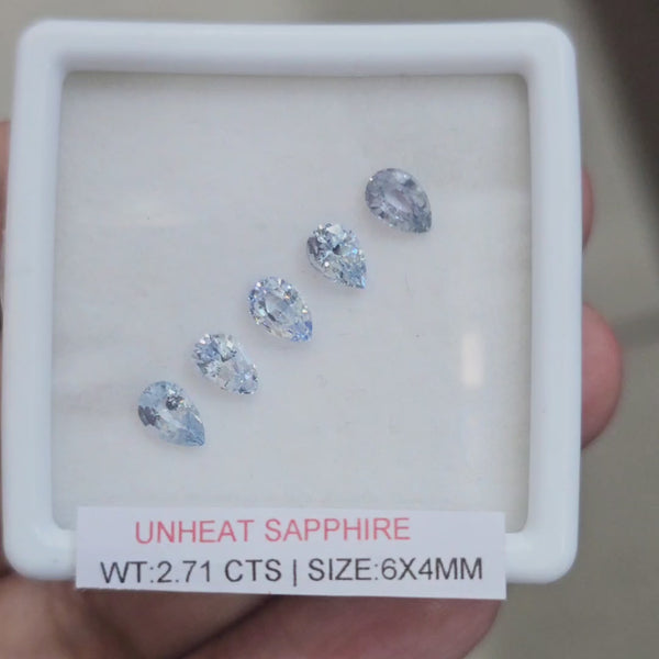 Box Of Natural Sri Lanka Unheated Sapphire  | 6x4mm | Pear
