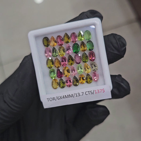 35 Pcs Natural Tourmaline Faceted | Shape: Mix| Size: 6x4mm