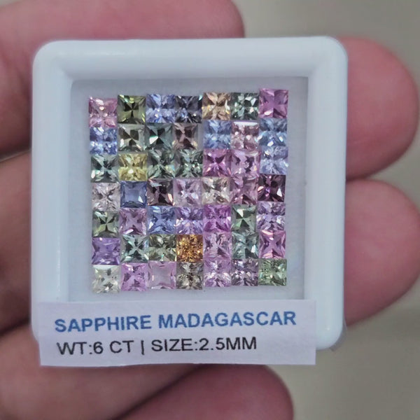 Box Of Natural Madagascar Unheated Sapphire  | 2.5mm | Square