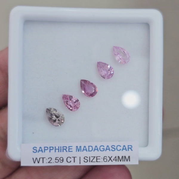 Box Of Natural Madagascar Unheated Sapphire  | 6x4mm | Pear