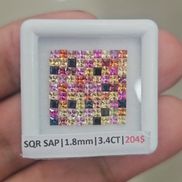 1 Box Of Natural Heated Sapphire | 1.8mm| Square |  Ideal Cut