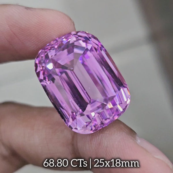 68.8 Cts Natural Kunzite Faceted Clean| With Certificate| 25x18mm | Cushion |Clean