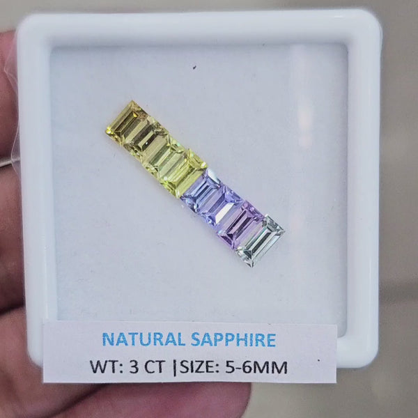 3 Cts Natural Madagascar  Sapphire  | 5-6mm | Rectangle