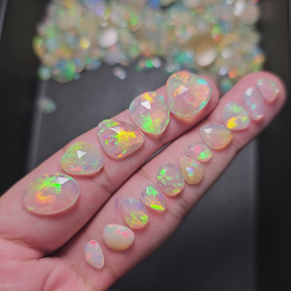 20 Pcs of Natural Ethiopian Opal Rosecuts | Flat Backs | Big and small sizes