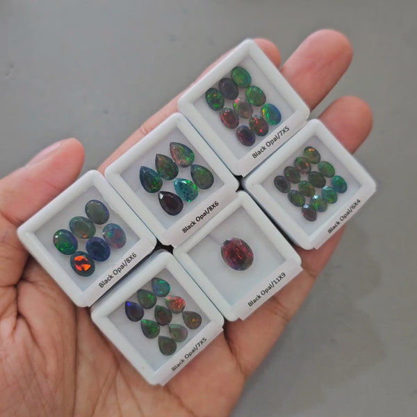 6 Box of Faceted Black Opal | 6mm to 11mm | Comes with Box