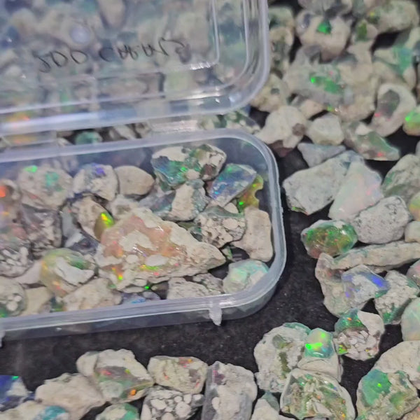 200 Carats Black Opal Rough Lot | 10–25mm | Precious Fire Play Rough Stones