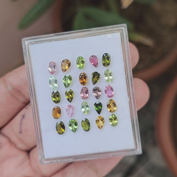 25 Pcs Of Natural Tourmaline Faceted | Shap:Oval & Pear| Size:6x4mm