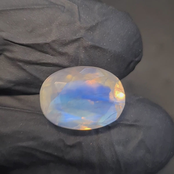 Natural Rainbow Moonstone from India Faceted | Oval| 15x11mm