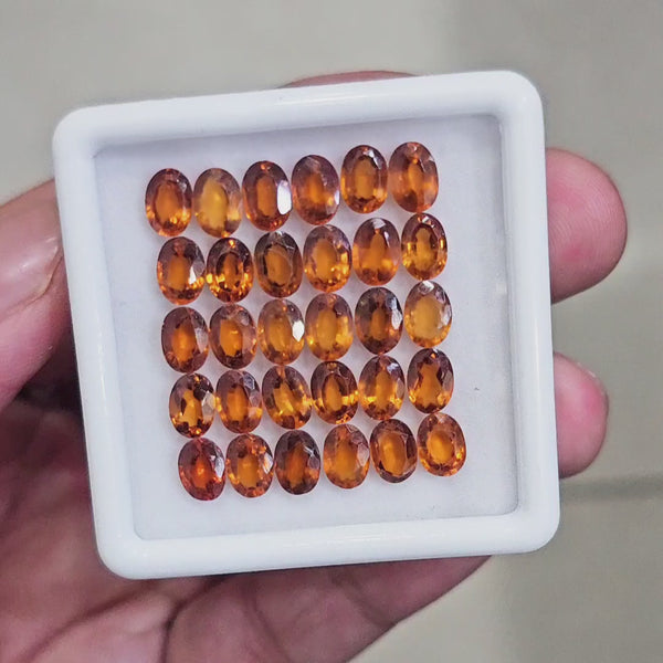 30 Pcs Of Natural Hessonite Garnet Faceted | Shape: Oval | Size:7x5mm