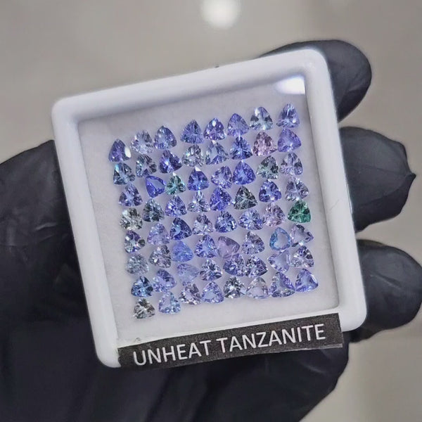 64Pcs Of Natural Unheated Tanzanite Faceted | Shape: Trillion | Size: 3mm