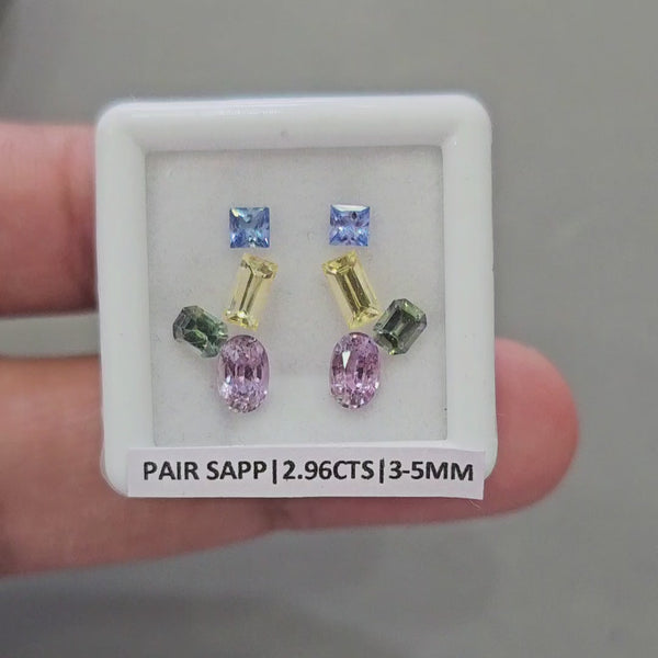Pair Box Of Natural Sapphire  | 3-5mm | Rectangle, Square & Oval