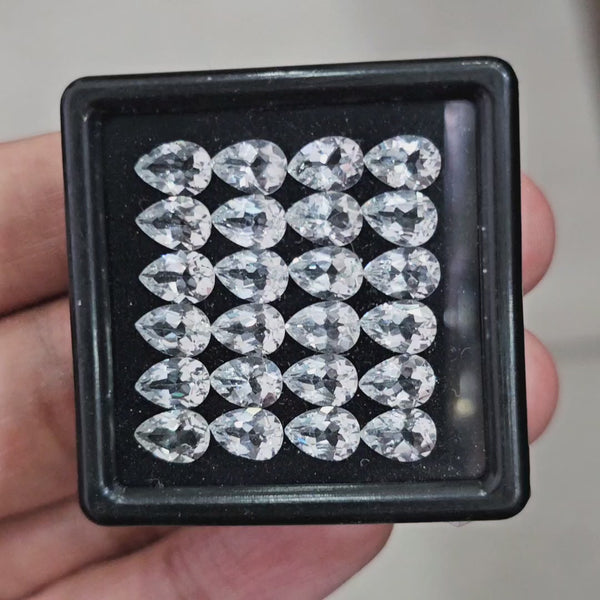24pcs of Natural White Topaz Faceted  | Pear | Size: 7x5mm