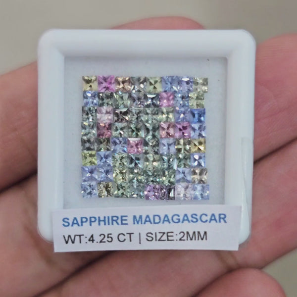 Box Of Natural Madagascar Unheated Sapphire  | 2mm | Square