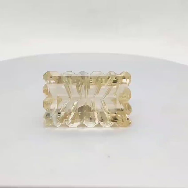 1 Pieces Natural Citrine Carved Rectangle Shape | Size:33x21mm