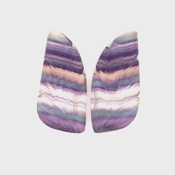 Natural Flourite Stone Pair Carved | Size: 36x17mm