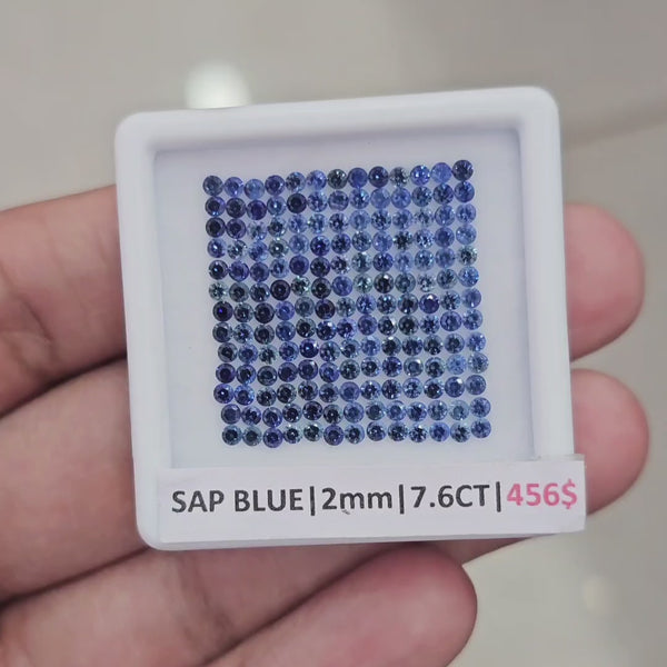 1 Box Of Natural Blue Sapphire From Sri Lanka | 2mm| Round Ideal Cut