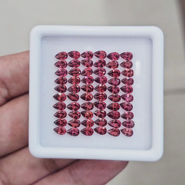 60pcs Natural Mozambique Cherry Garnet Faceted | Pear | Size: 5x3mm