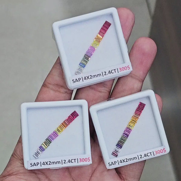 1 Box Of Natural Heated Sapphire | 4x2mm| Rectangle | Ideal Cut