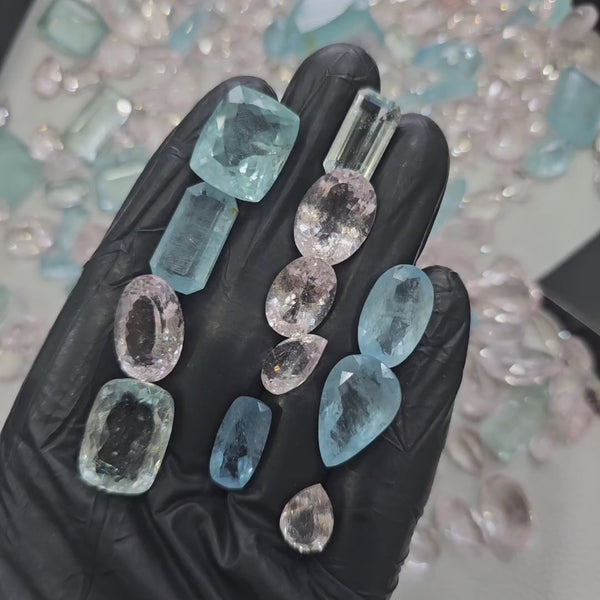 100 Carats scoop of Morganite amd Aquamarine Unheated combo | 12-20mm