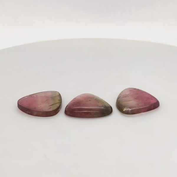 3 Pisc Of Natural Watermelon Tourmaline Slice | Size:17-19mm | With Certificate