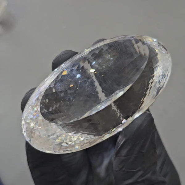 768Cts | Natural Jambo Clear Quartz Faceted | Oval | 75x43mm