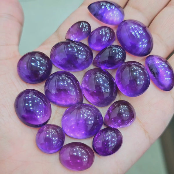 12 Pcs Amethyst Cabochon | Vivid Deep AAA Colour | 12-20mm sizes