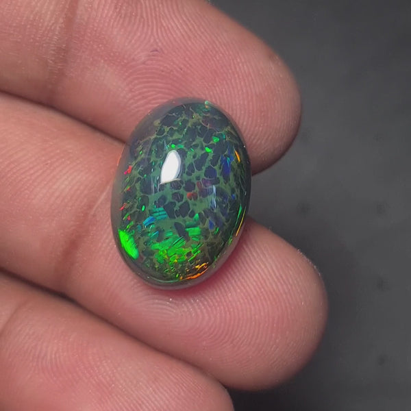 Natural Ethiopian Black Smoked Opal Cabochon| Oval| Size: 18x13mm | 9.6 Cts