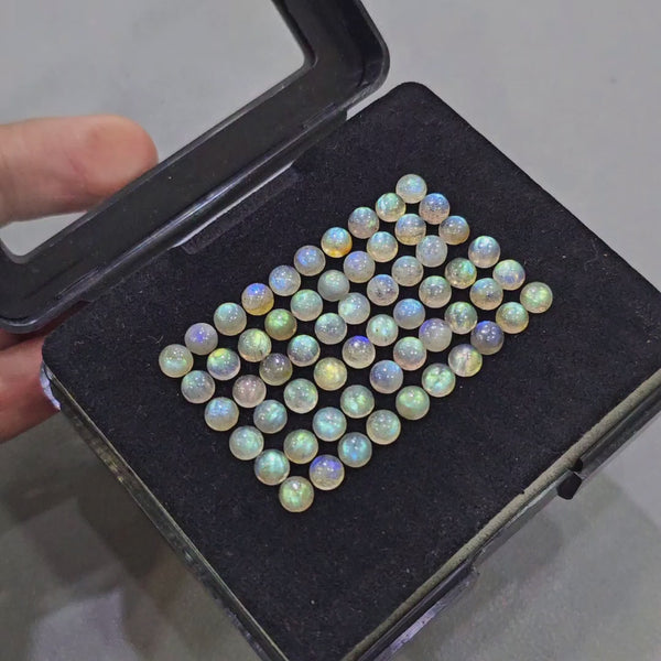 60 Pcs Labradorite Cabochons | 4mm & 5mm | Round Shape Gemstones
