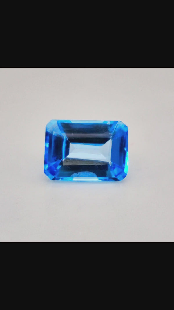 Natural Swiss Blue Topaz Faceted | Rectangle | 14x10mm