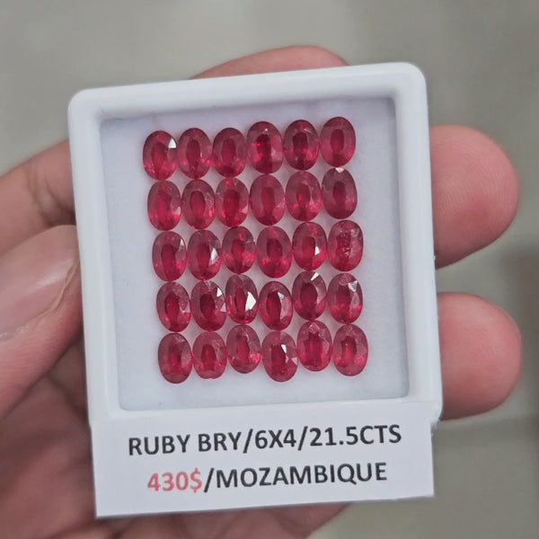 30Pcs of Natural Mozambique Ruby Faceted  | Oval | Size: 6x4mm