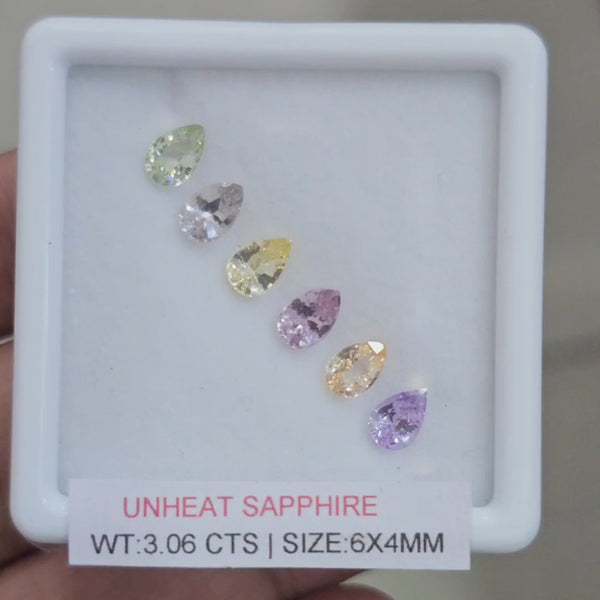 Box Of Natural Sri Lanka Unheated Sapphire  | 6x4mm | Pear